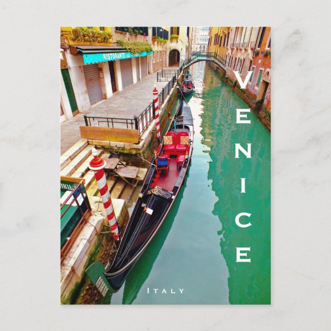 Venice, Italy (IT) - Colourful Gondola Station Postcard (Front)
