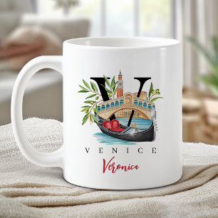 Venice Italy Monogram Letter V Personalized Gift Coffee Mug