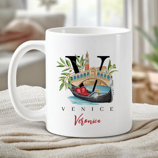 Venice Italy Monogram Letter V Personalized Gift Coffee Mug