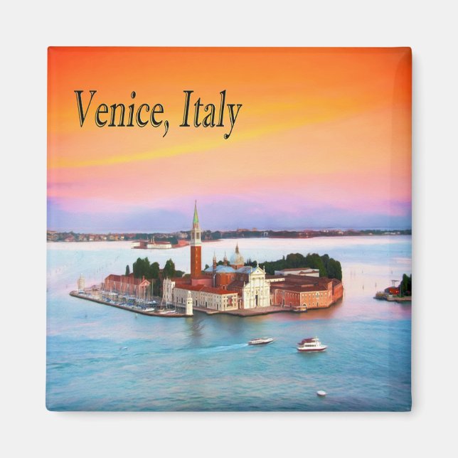 Venice, Italy Orange Sunset Beautiful View Magnet (Front)