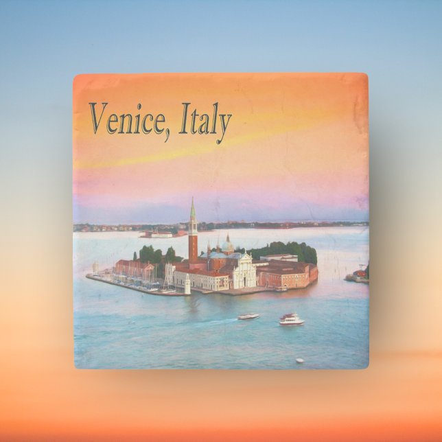 Venice, Italy Orange Sunset Stone Coaster (Creator Uploaded)
