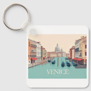 Venice Italy Pastel Travel Design Keychain
