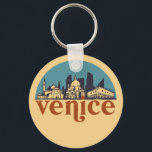 Venice Italy Retro City Skyline Cityscape Art Keychain<br><div class="desc">Vintage and retro city design with beautiful skyline, tourist attraction and cityscape art. Cool skyscraper and building silhouette illustration merchandise for tourist and traveller. Perfect as souvenir to bring back home when travelling around the world. Save the memory of your travel and vacation with family and friends. Background colour can...</div>
