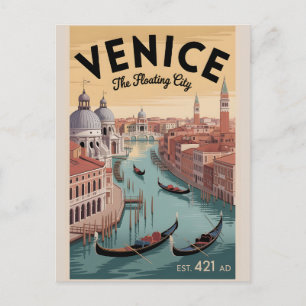 Venice Italy Retro Skyline Cityscape Travel  Postcard
