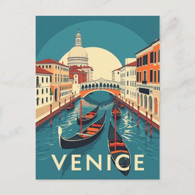 Venice Italy Rialto Bridge Vintage  Postcard (Front)