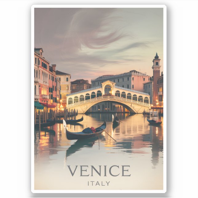 Venice Italy Rialto Bridge Vintage Twilight Rustic (Front)