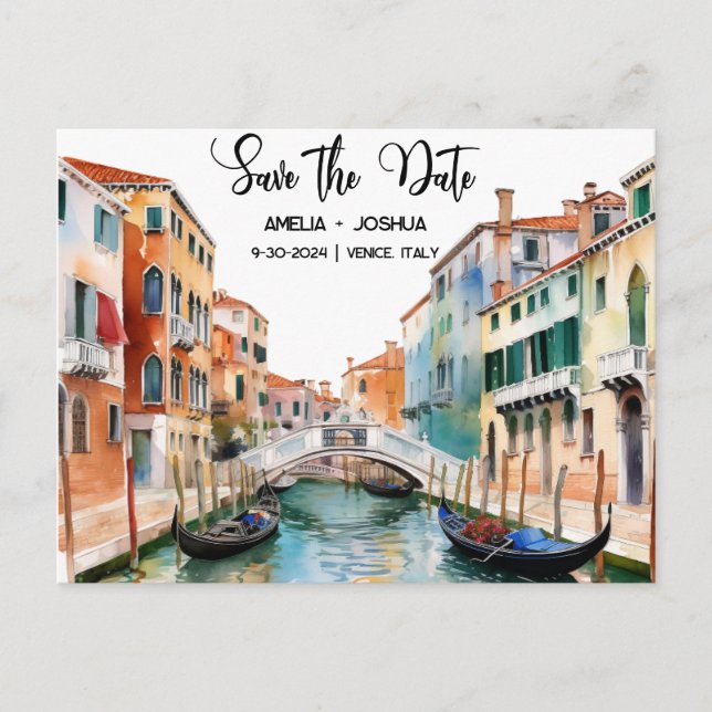 Venice Italy Romantic Save the Date Postcard (Front)