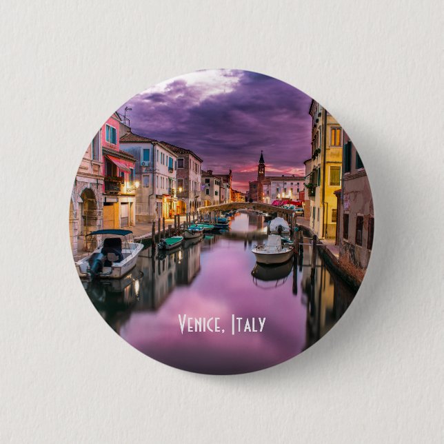Venice, Italy Scenic Canal & Venetian Architecture 2 Inch Round Button (Front)