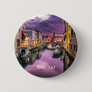 Venice, Italy Scenic Canal & Venetian Architecture 2 Inch Round Button