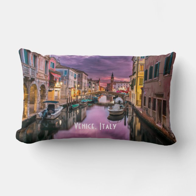 Venice, Italy Scenic Canal & Venetian Architecture Lumbar Pillow (Front)