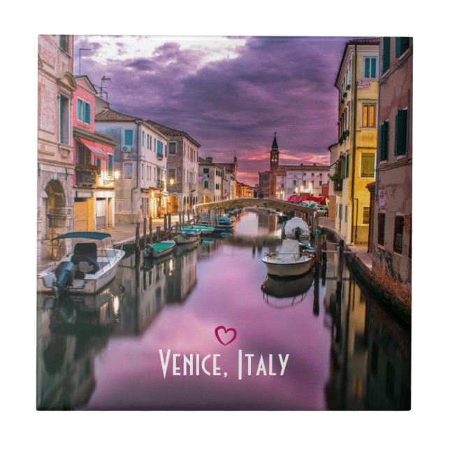 Venice, Italy Scenic Canal & Venetian Architecture Tile (Front)