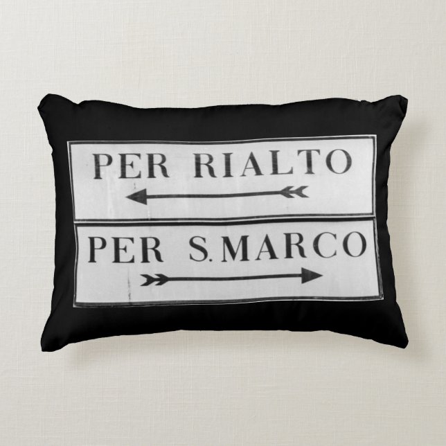 Venice, Italy Sign for Rialto & San Marco - Cushio Accent Pillow (Front)