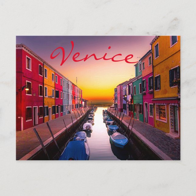 Venice Italy Sunset Water Canal Architecture Postcard (Front)