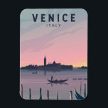 Venice Italy Travel Vintage Art Magnet<br><div class="desc">Venice vector art design. It has no roads,  just canals – including the Grand Canal thoroughfare – lined with Renaissance and Gothic palaces.</div>