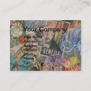 Venice Italy Travel Vintage Pretty Colourful Art Business Card