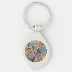 Venice Italy Travel Vintage Pretty Colourful Art Keychain