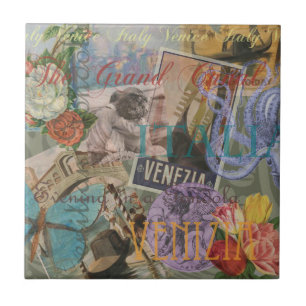 Venice Italy Travel Vintage Pretty Colourful Art Tile