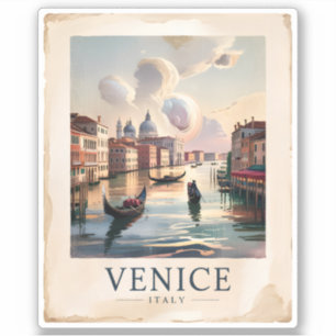 Venice Italy Travel Vintage Watercolor Grand Canal