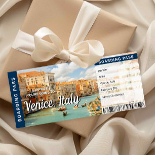 Venice Italy Trip Surprise Boarding Pass Card