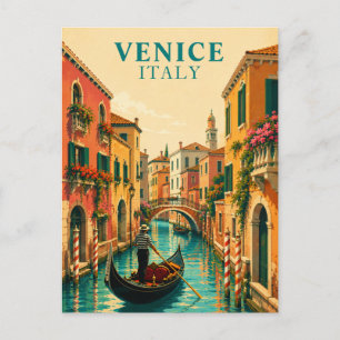 Venice Italy Venetian Canal Gondola Souvenir Postcard