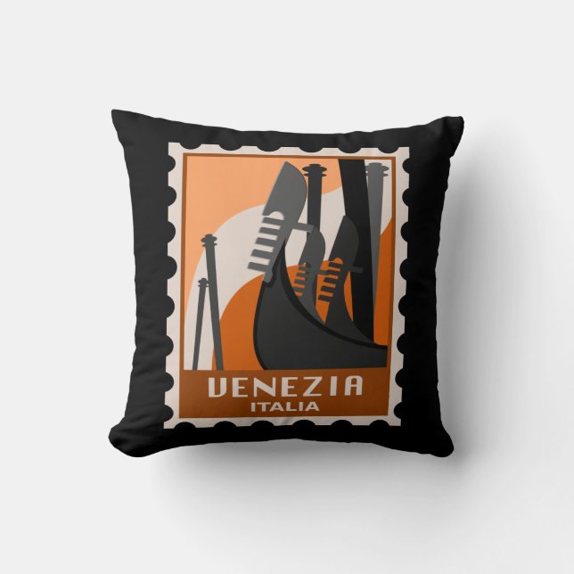 Venice Italy, Venezia Italia, Vintage Italian Throw Pillow (Front)