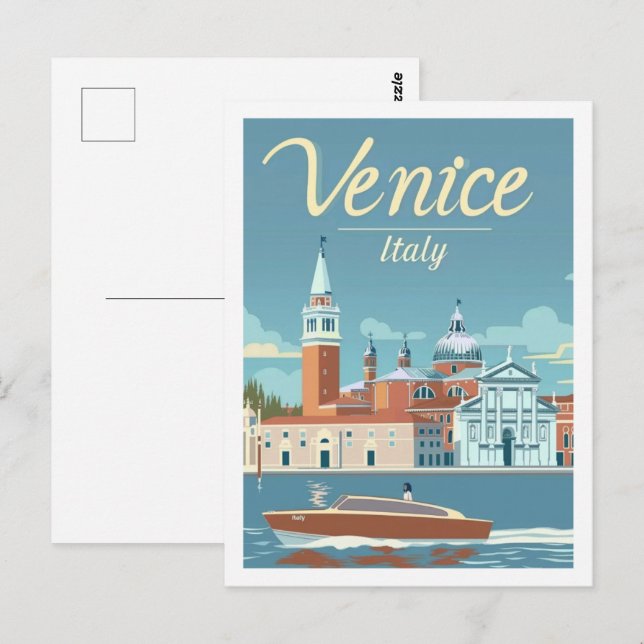 Venice Italy Vintage Famous Travel Place Postcard (Front/Back)