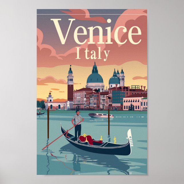 Venice Italy Vintage Famous Travel Place Poster (Front)
