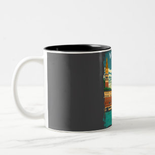 Venice Italy Vintage Minimal Travel Poster  Two-Tone Coffee Mug