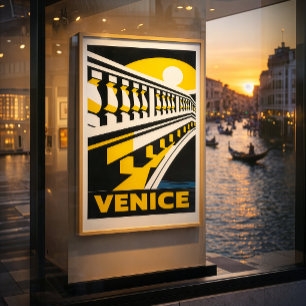 Venice Italy Vintage Retro Geometric Art Poster