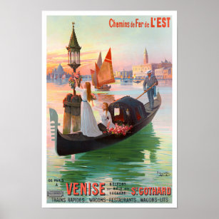 Venice Italy vintage travel Poster