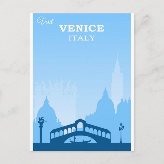 Venice Italy Vintage Travel Poster Postcard (Front)