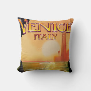 Venice, Italy vintage travel poster Throw Pillow