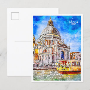 Venice Italy vintage travel watercolor Postcard