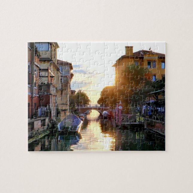 Venice Lido canal at Sunset, Italian view, Italy Jigsaw Puzzle (Horizontal)