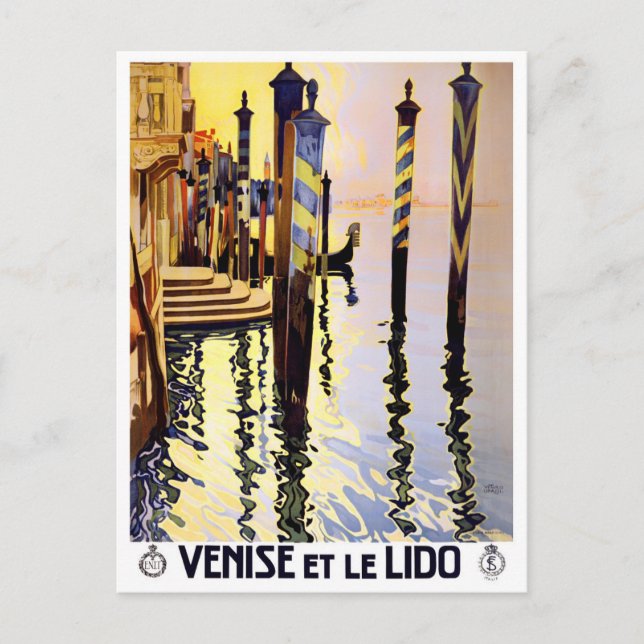 Venice Lido Italy vintage travel Postcard (Front)