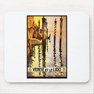 Venice Lido vintage travel poster Mouse Pad