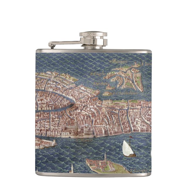 VENICE: MAP, 16TH CENTURY HIP FLASK (Front)