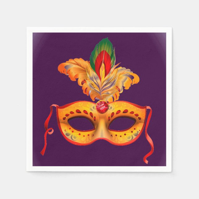 Venice mask masquerade ball or party napkin (Front)