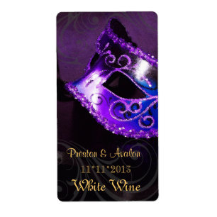 Venice Masquerade Purple Wine Wedding Label