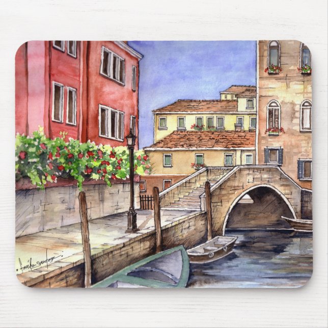 Venice - Pen & Wash Watercolor Mouse Pad (Front)