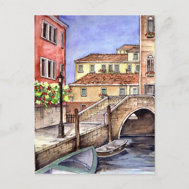 Venice - Pen & Wash Watercolor Postcard (Front)