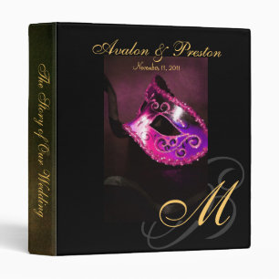 Venice Pink Masquerade Mask Wedding Binder