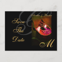 Venice Red Masquerade Mask Save The Date Postcard