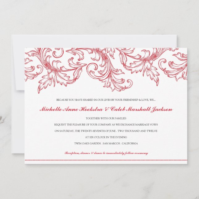 Venice (Ruby Red) Wedding Invitation (Front)
