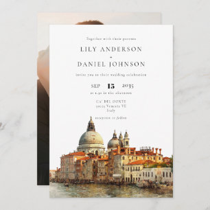 Venice Skyline Destination Photo Wedding Invitation