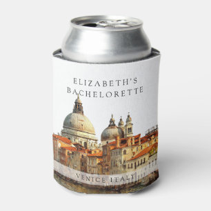 Venice Skyline Watercolor Bachelorette Weekend Can Cooler
