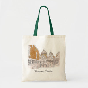 Venice St Marks Square original colour illustratio Tote Bag