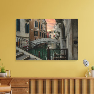 Venice Sunset Canal & Bridge – Romantic Canvas Print