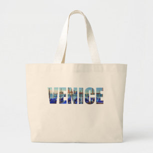 Venice text large tote bag