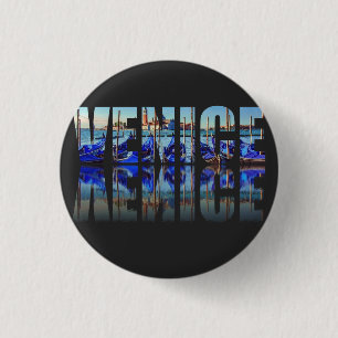 Venice text with reflection 1 inch round button